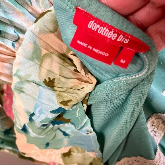 VINTAGE‎ Ladies XL Cottage BOHO Bell Sleeve Watercolor Floral Blouse w/ M Skirt - Picture 6 of 16